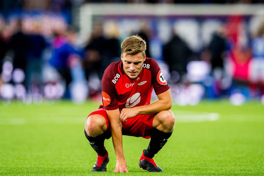 Ruben Yttergård Jenssen of Brann looks dejected