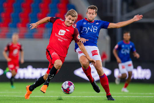 Steffen Lie Skålevik of Brann and Jonatan Tollås Nation