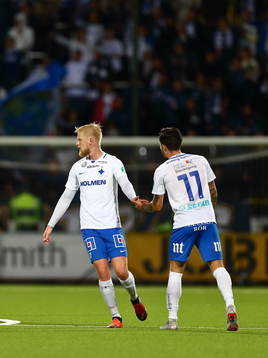 Norrköpings Kalle Holmberg och David Moberg Karlsson jublar