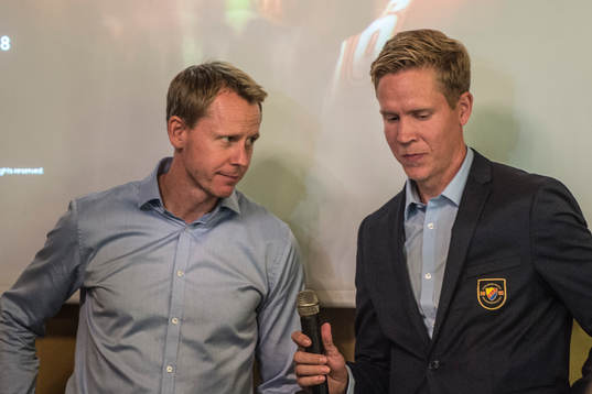 Djurgårdens tränare Robert Ohlsson och lagkapten Andreas