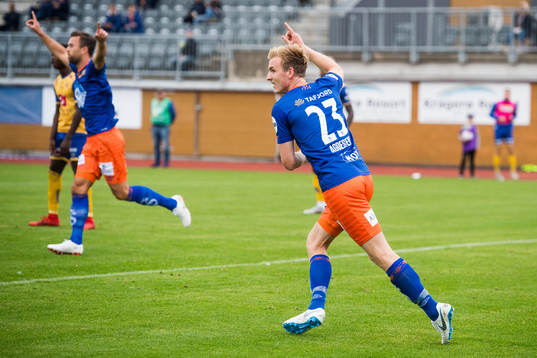 Torbjørn Agdestein of Aalesund celebrates the 0-2 goal