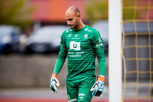 Goalkeeper Øystein Øvretveit of Jerv looks dejected