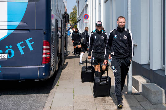 Players of Malmö FF arrive at their hotel