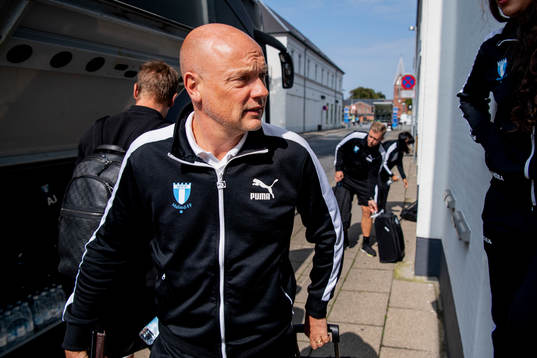 Head coach Uwe Rösler of Malmö FF arrive at their hotel