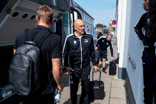 Head coach Uwe Rösler of Malmö FF arrive at their hotel