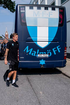 Goalkeeper Johan Dahlin of Malmö FF arrive at their hotel