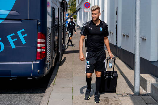 Rasmus Bengtsson of Malmö FF arrive at their hotel