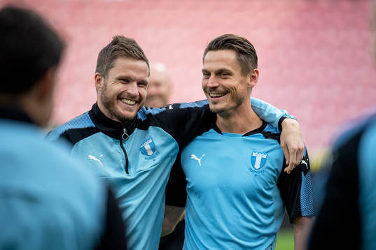 Lasse Nielsen and Markus Rosenberg of Malmö FF