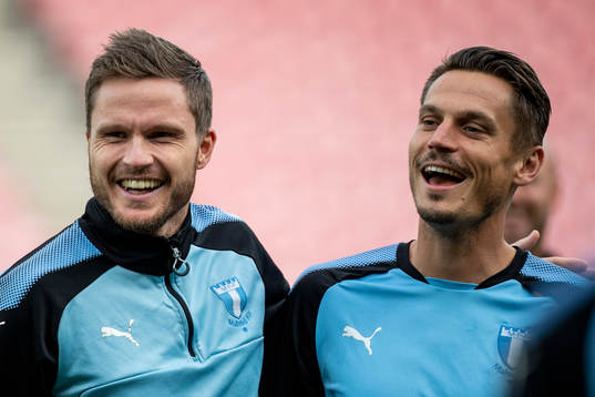 Lasse Nielsen and Markus Rosenberg of Malmö FF