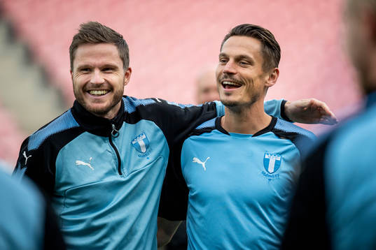Lasse Nielsen and Markus Rosenberg of Malmö FF