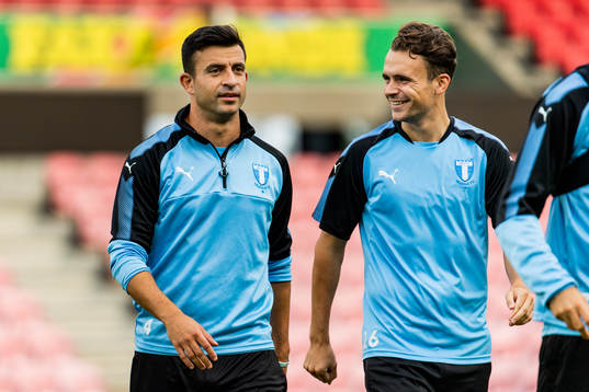 Behrang Safari and Andreas Vindheim of Malmö FF