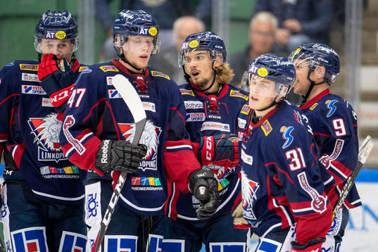 Linköpings Adam Brodecki jublar med lagkamrater