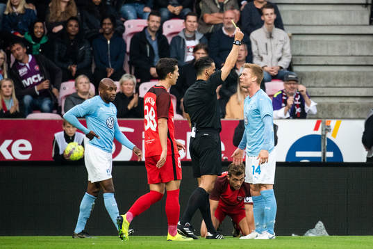 Anders Christiansen of Malmö FF is warned