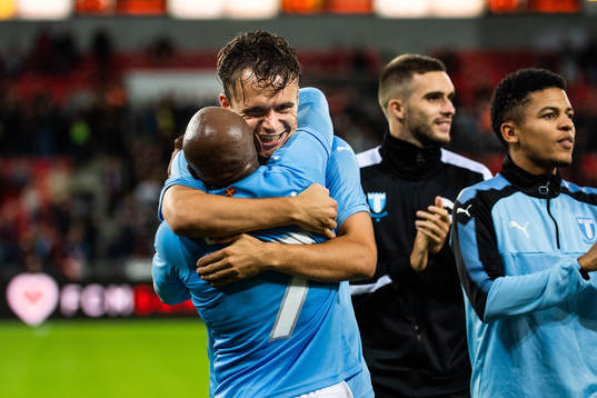 Andreas Vindheim and Fouad Bachirou of Malmö FF celebrates