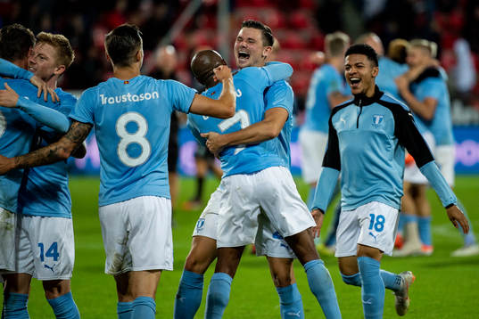 Marcus Antonsson and Fouad Bachirou of Malmö FF celebrate