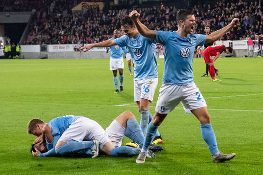 Markus Rosenberg is celebrated by Anders Christiansen,