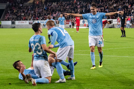 Markus Rosenberg is celebrated by Anders Christiansen,