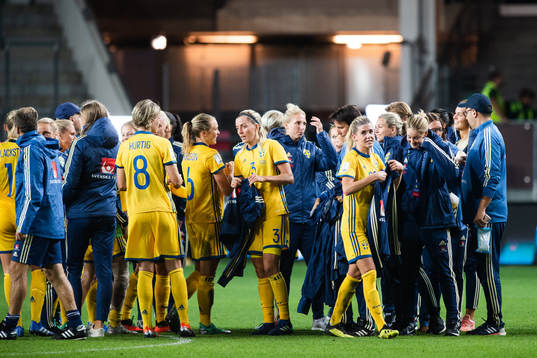 Sveriges spelare jublar