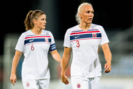 Maria Thorisdottir and Maren Mjelde of Norway