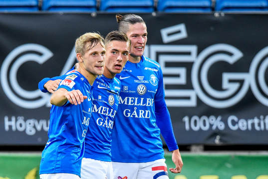 Trelleborgs Felix Hörberg jublar med lagkamrater