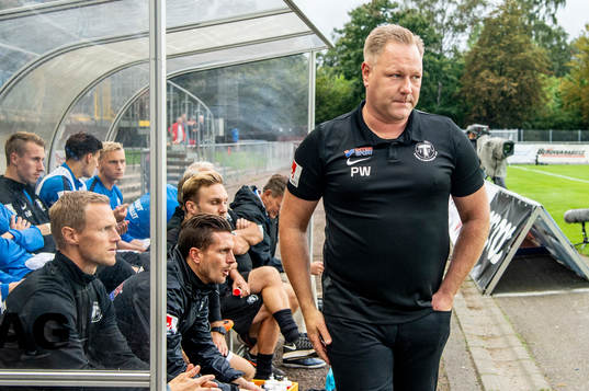 Trelleborgs tränare Patrick Winqvist innan fotbollsmatchen