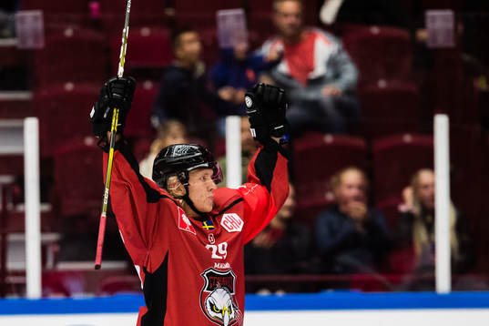 Marcus Sylvegård of Malmö Redhawks celebrates