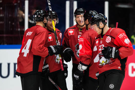 Emil A Sylvegård of Malmö Redhawks celebrates