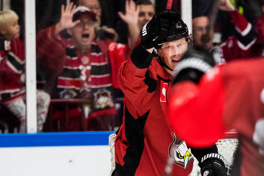Lars Bryggman of Malmö Redhawks celebrates