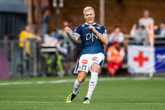 Eirik Ulland Andersen of Strømsgodset celebrates