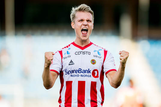 Mikael Nord Ingebrigtsen of Tromsø celebrates