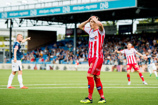 Jostein Gundersen of Tromsø reacts