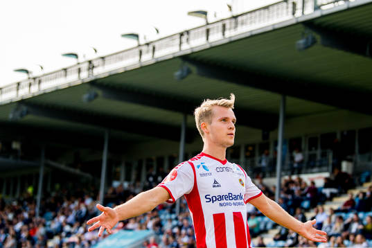 Mikael Nord Ingebrigtsen of Tromsø celebrates scoring 1-1