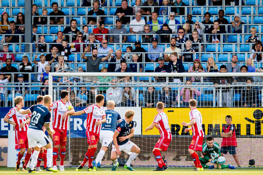 Eirik Ulland Andersen of Strømsgodset scores 1-0 past