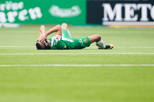 Hammarbys Nikola Djurdjic tar sig för huvudet