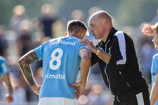Malmö FFs Arnór Ingvi Traustason och tränare Uwe Rösler