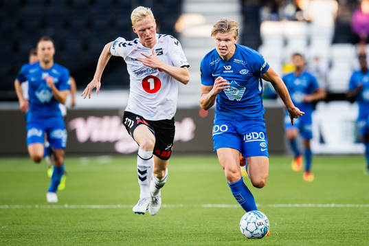 Vegard Amundsen Bergan of Odd and Erling Håland of Molde