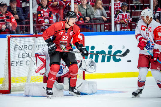 Lars Bryggman of Malmö Redhawks and Goalkeeper Alexander