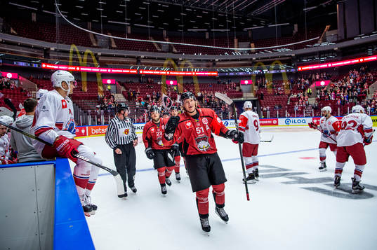 Emil Sylvegård of Malmö Redhawks celebrates