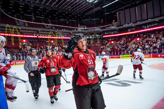 Emil Sylvegård of Malmö Redhawks celebrates