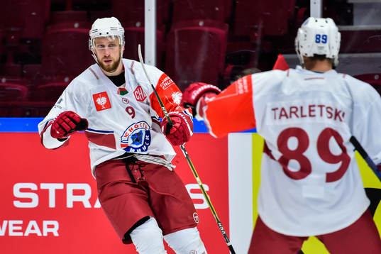 Eduard Grin of Yunost Minsk celebrates