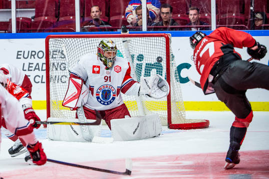 Goalkeeper Alexander Borodulya of Yunost Minsk and
