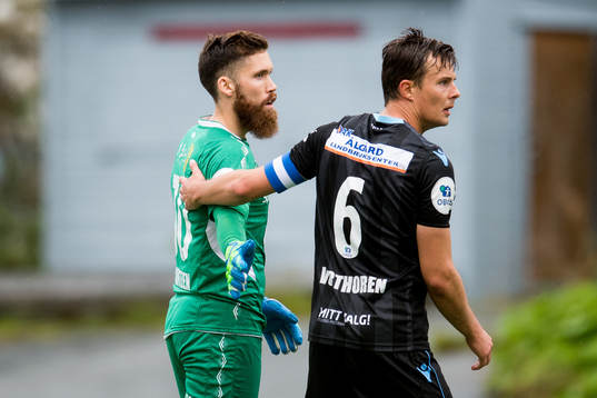 Goalkeeper Marius Berntzen of Tromsdalen and Niels