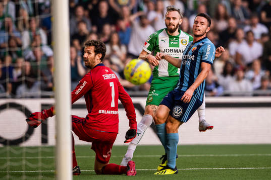 Hammarbys Simon Sandberg testar skott