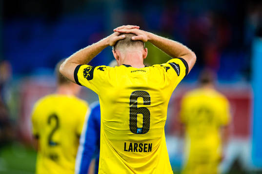 Simon Andreas Larsen of Start looks dejected