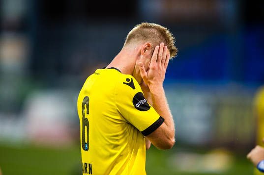 Simon Andreas Larsen of Start looks dejected