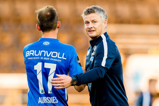 Ole Gunnar Solskjær, manager of Molde, and Fredrik Aursnes