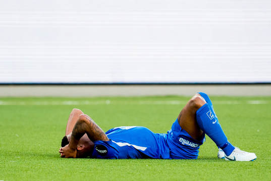 Ruben Gabrielsen of Molde looks dejected