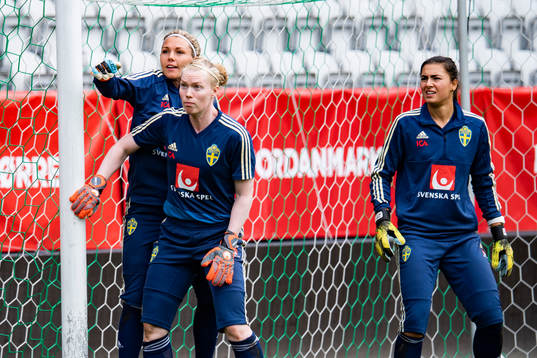 Målvakt Zecira Musovic, målvakt Hedvig Lindahl och