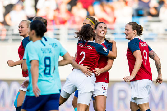 Ingrid Syrstad Engen of Norway celebrates
