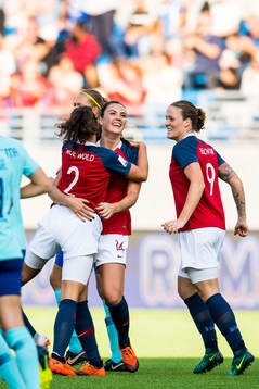 Ingrid Syrstad Engen of Norway celebrates